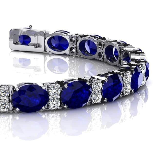 Oval Gemstone and Diamond Bracelet