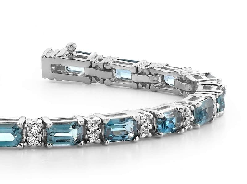 Octagon Gems and Diamond Bracelet