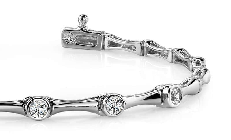 Classic Column Link Five Diamond Bracelet