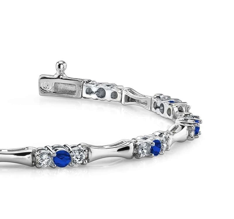 Column Link Gemstone And Diamond Bracelet