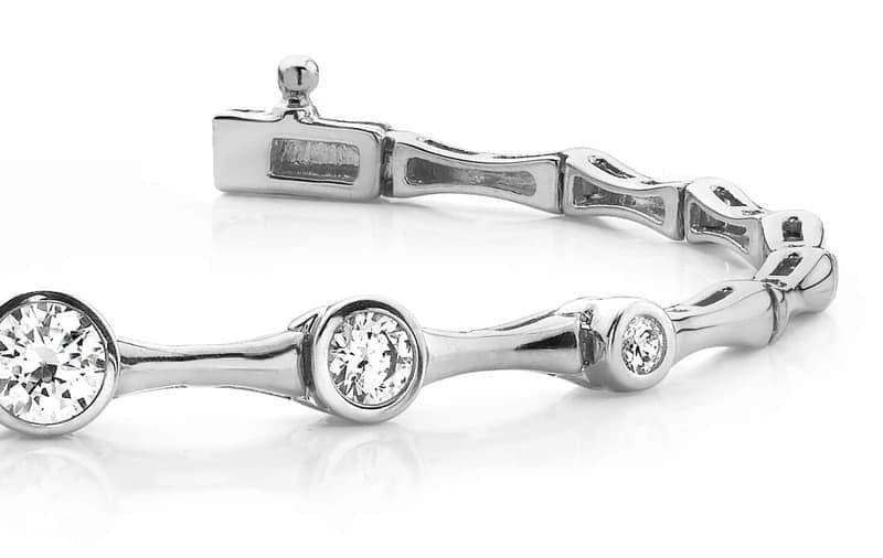Classic Bezel Set Column Link Bracelet