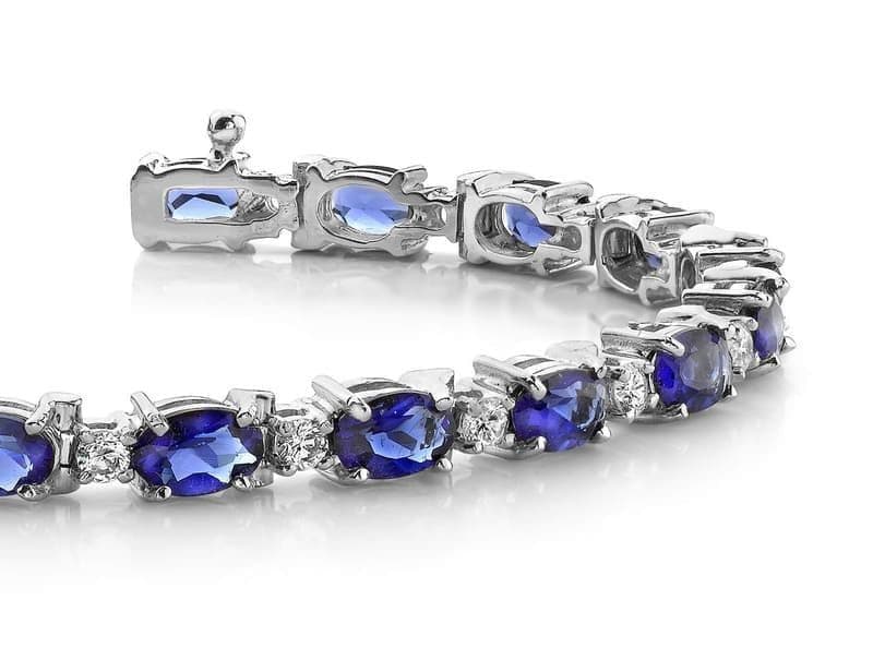 Elegant Oval Gemstone & Diamond Bracelet
