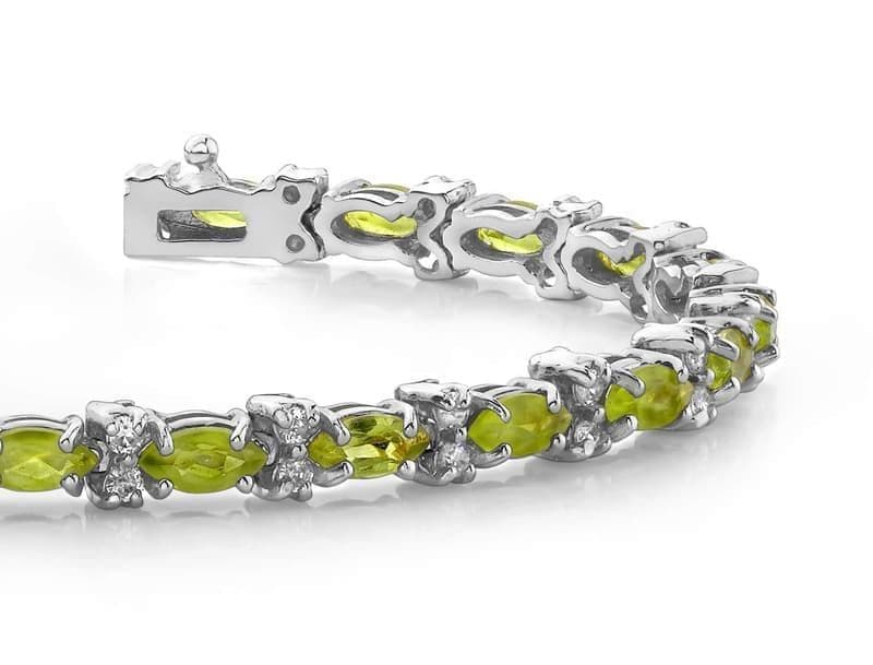 Marquise Gemstone and Diamond Tennis Bracelet