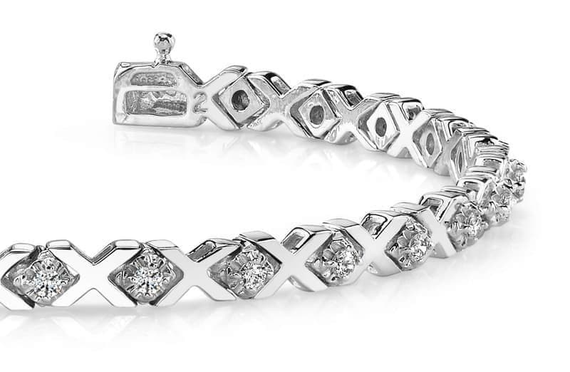 "X" Link Diamond Tennis Bracelet