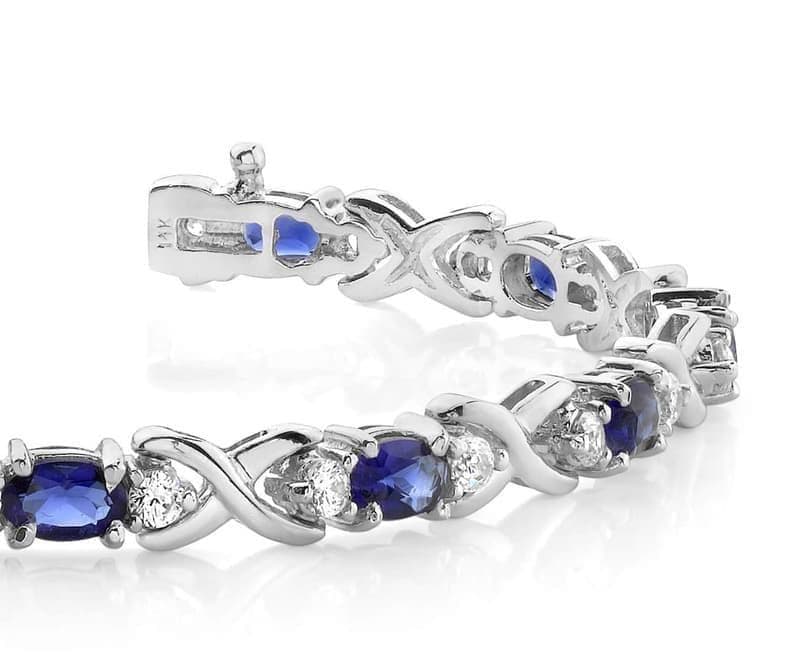 "X" Link Diamond & Gemstone Bracelet