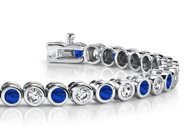 Classic Bezel Set Gemstone And Diamond Bracelet
