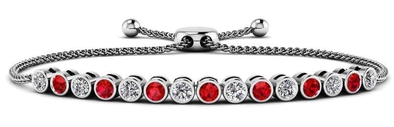 Bezel Set Adjustable Gemstone and Diamond Bracelet