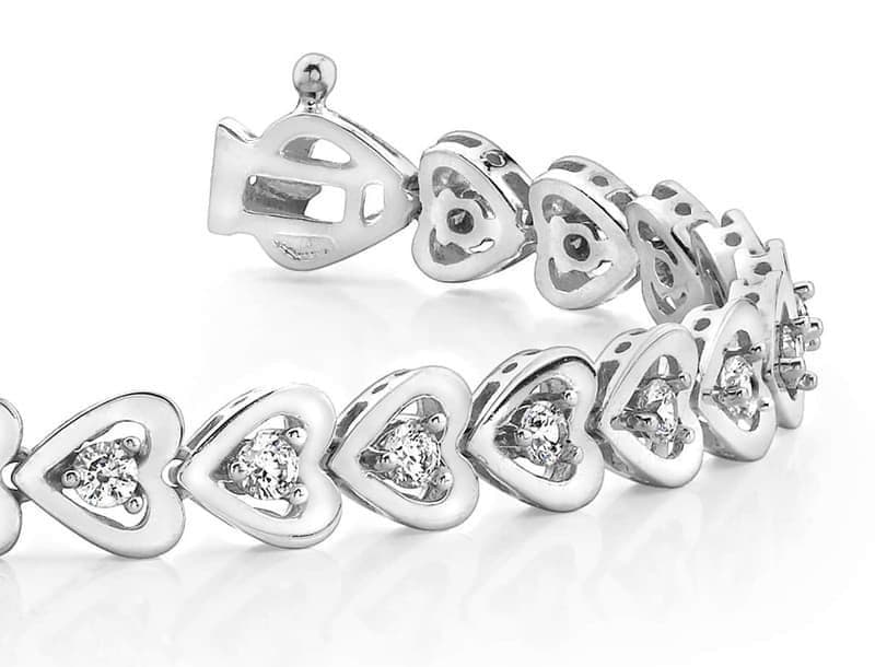 Floating Heart Diamond Tennis Bracelet