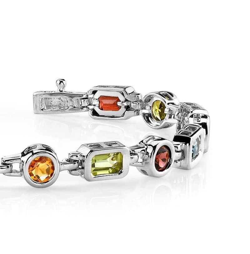 Round And Rectangle Link Rainbow Bracelet