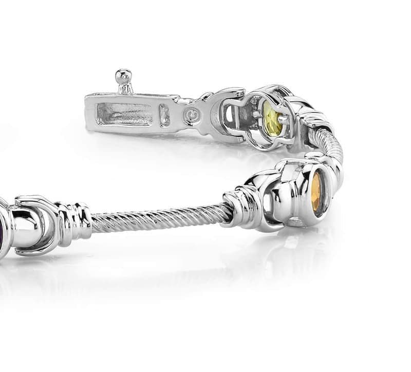 Single Cable Link Colored Stone Bracelet