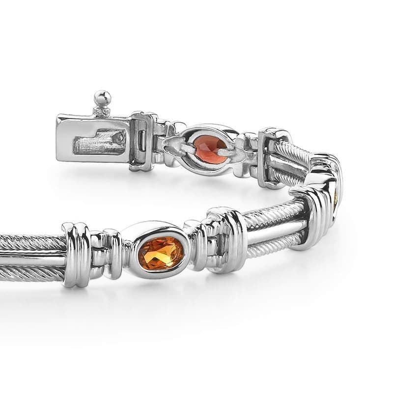 Closed Track Link Gemstone Bracelet