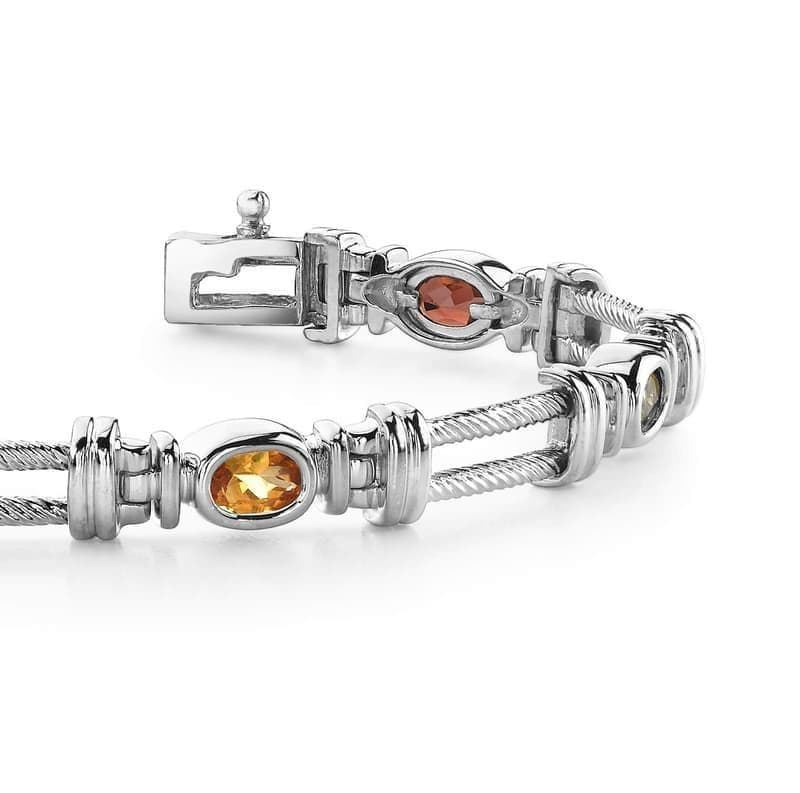 Open Track Link Gemstone Bracelet