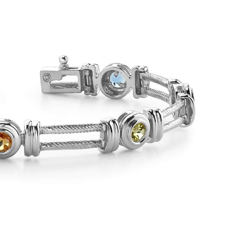Gemstone Double Track Link Bracelet
