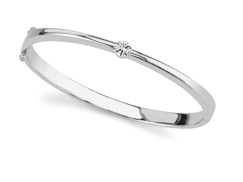 Single Stone Shiny Bangle Bracelet