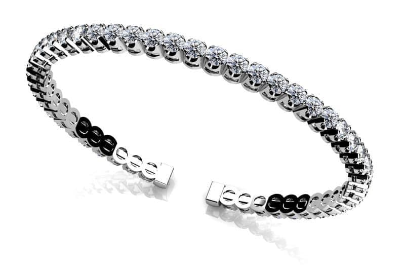 Curved Prong Flexible Diamond Bangle Bracelet