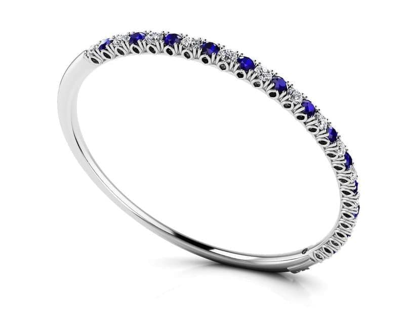 Gentle Blooms Diamond and Gemstone Bangle Bracelet