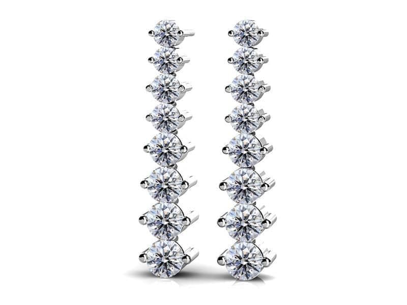Graduated Drop Diamond Earrings