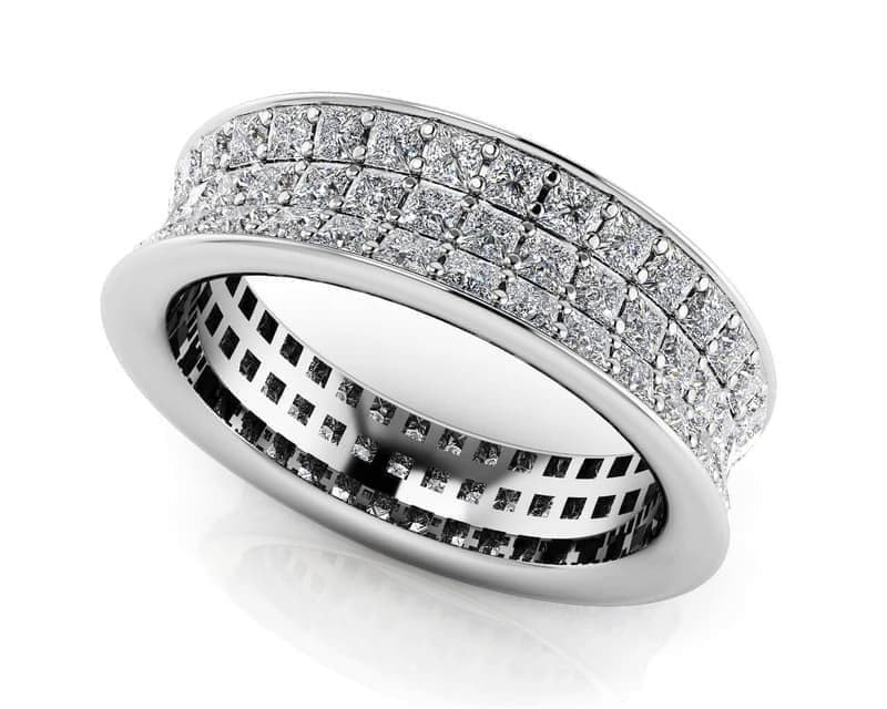 3 ROW CURVED PRINCESS ETERNITY RING