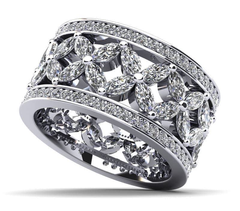 Marquise and Round Diamond Eternity Ring