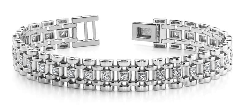Men's Grand Column Link Diamond Bracelet