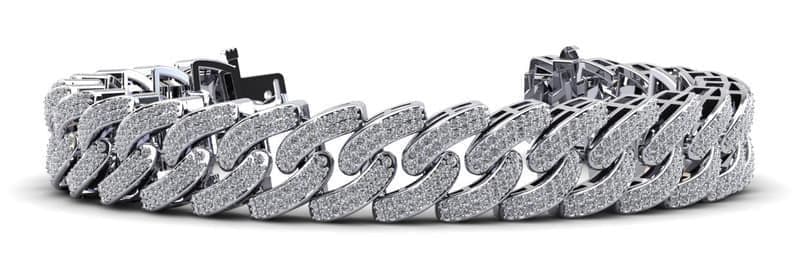 Cuban Link Two Rows Women Diamond Bracelet