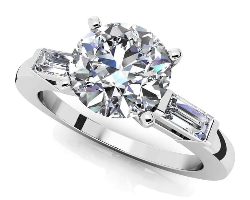 Triple Across Diamond Baguette Engagement Ring
