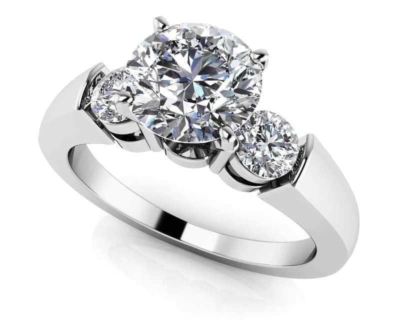 Three and Three Diamond Engagement Ring