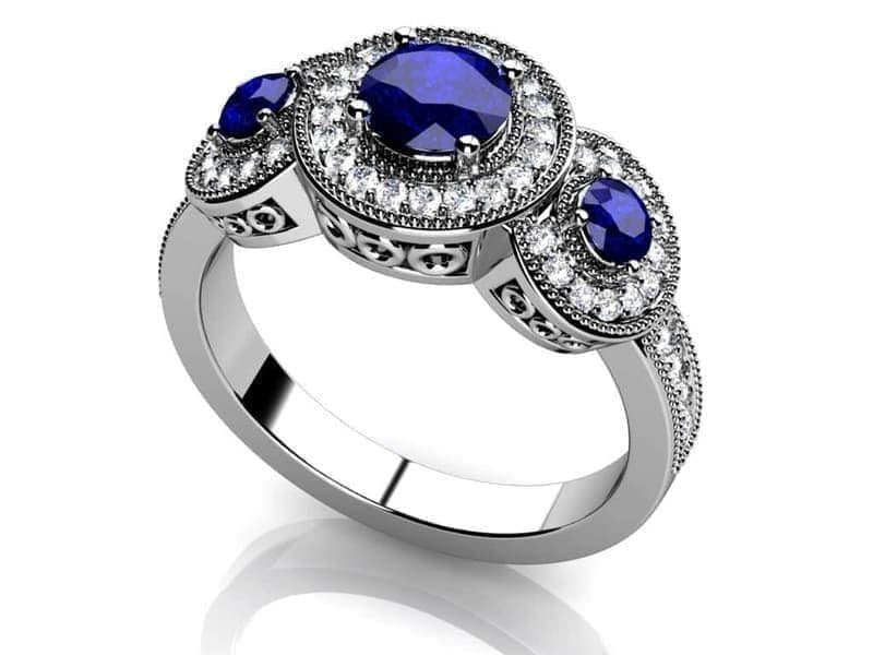 Perfect Three Diamond Gemstone Anniversary Ring
