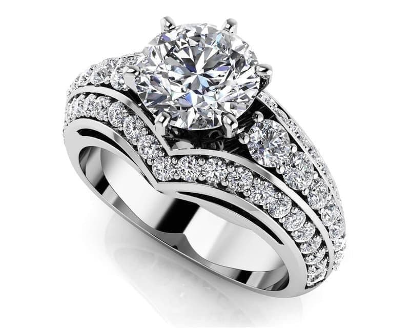 Contemporary Engagement Ring With Side Stones