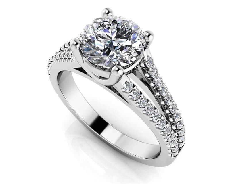 Diamond Lined Split Shank Engagement Ring