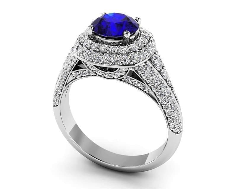 Double Halo Diamonds And Gem Anniversary Ring