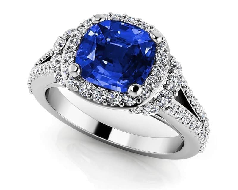 Split Shank Cushion Cut Gemstone Anniversary Ring