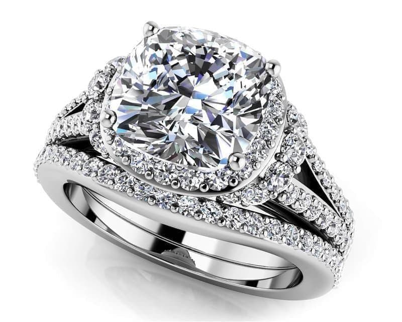 Split Shank Cushion Cut Bridal Set
