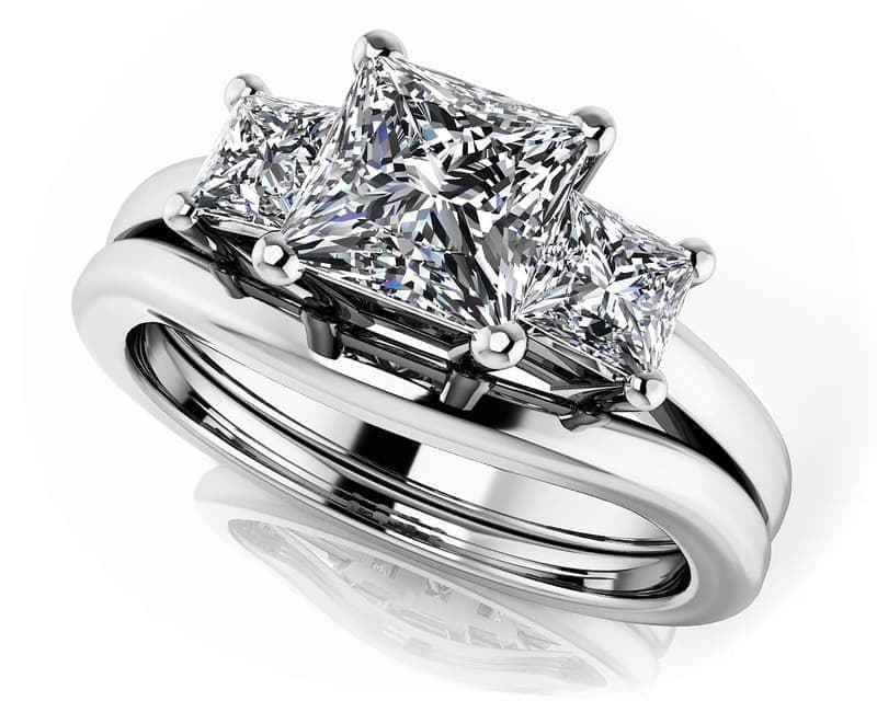 Everlasting Love Princess Three Stone Bridal Set