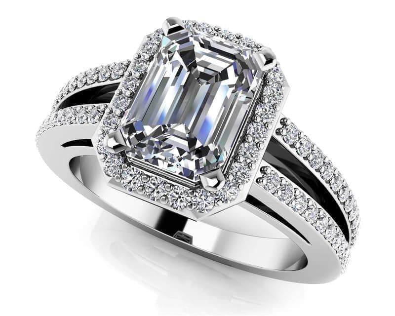 Split Shank Emerald Cut Diamond Ring