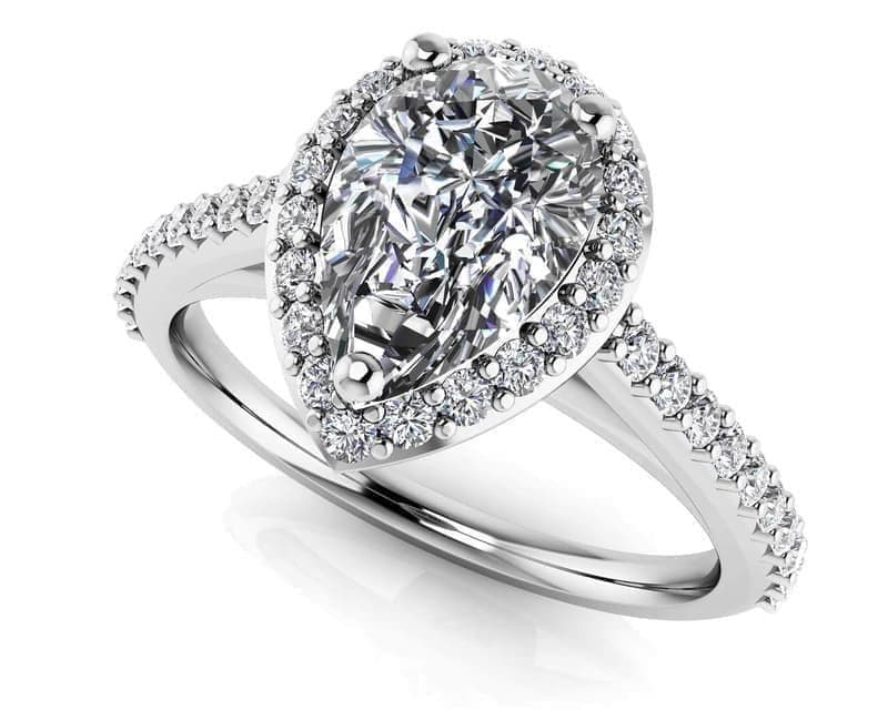 Romantic Pear Shaped With Halo Diamonds Ring