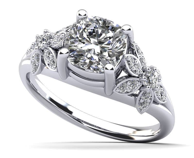 Flower Diamond Engagement Ring