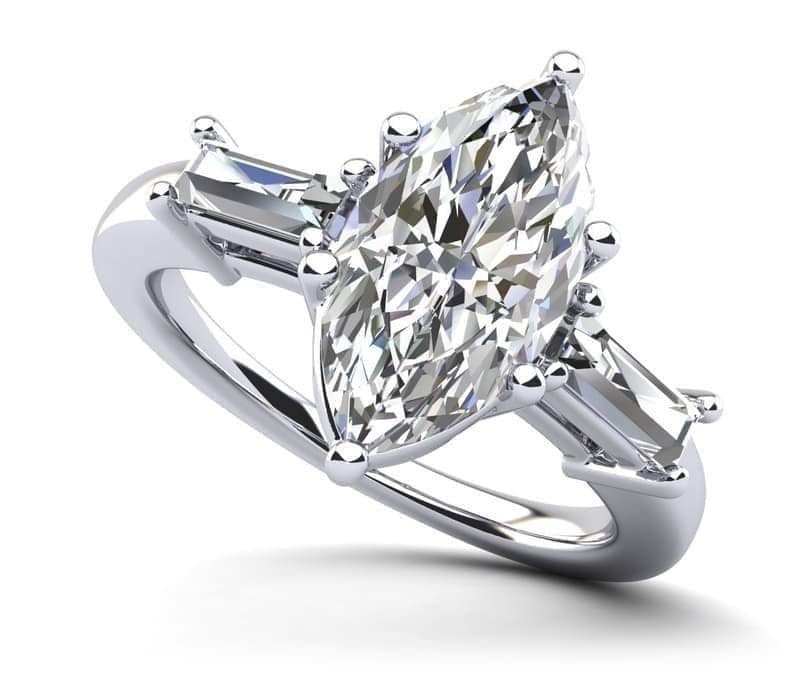 Marquise and Baguettes Diamond Engagement Ring