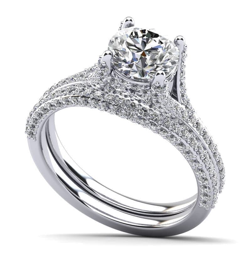 Vintage Crown Diamond Bridal Set