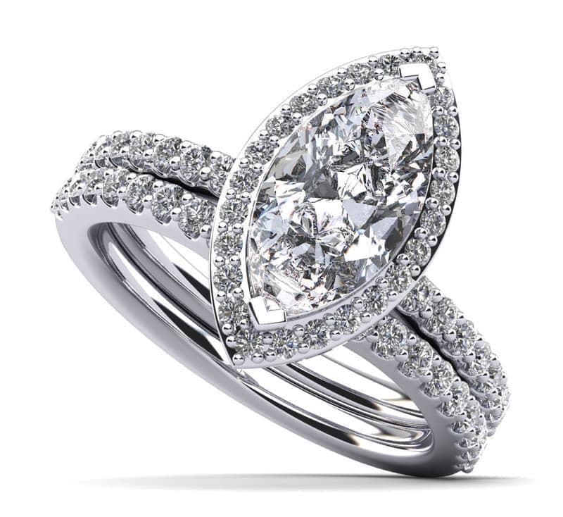 Halo Marquise Matching Diamond Bridal Set