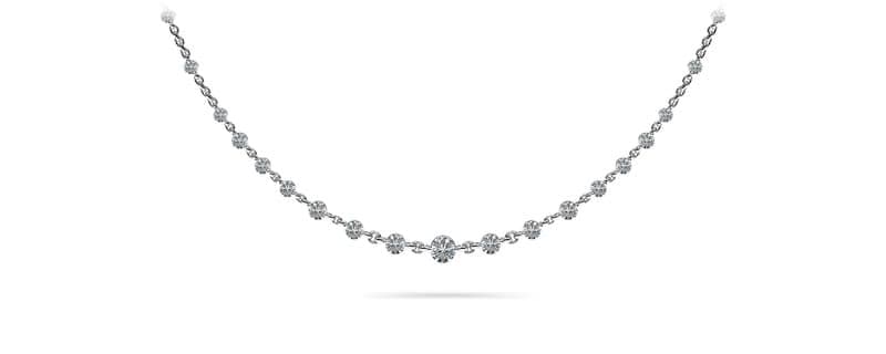 Graduated Diamond And Chain Link Necklace
