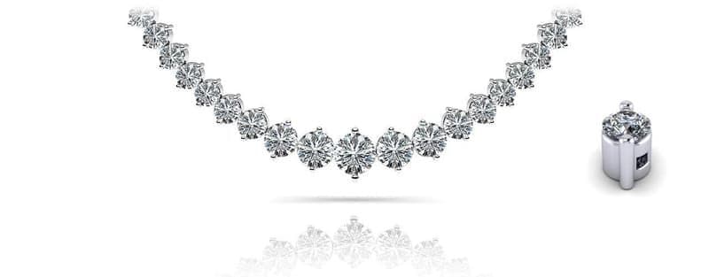 Diamond Crescendo Necklace With Shiny Links