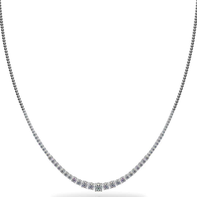 Graduated Diamond Necklace With Shiny Links
