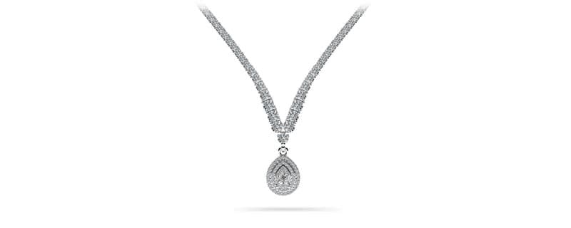4 Prong Graduated V Diamond Necklace