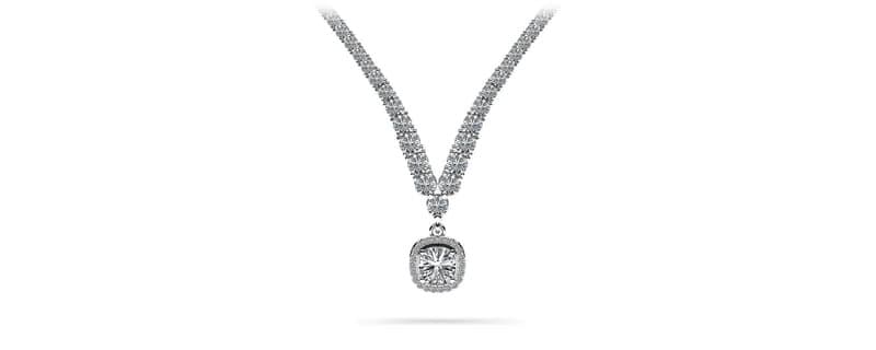 Ravishing Cushion Cut 4 Prong V Necklace