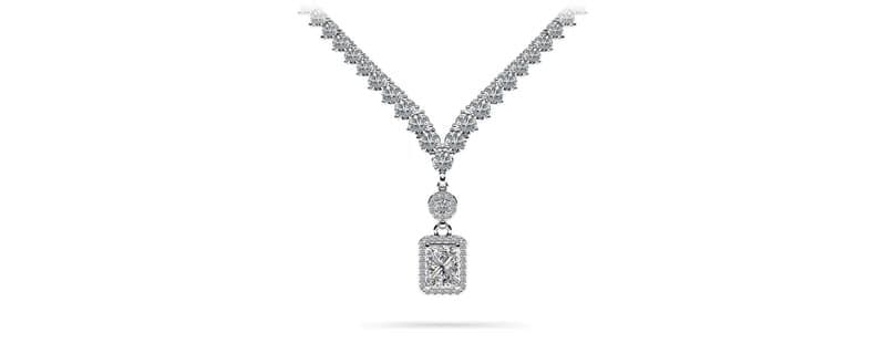 Love Spell Diamond Pendant 2 Row 3 Prong Necklace