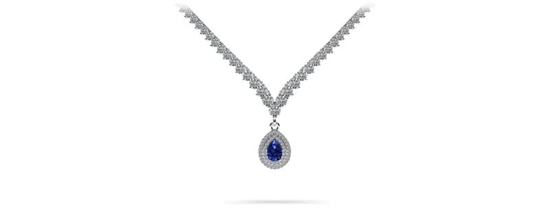 Teardrop Gemstone Pendant 3 Prong Necklace