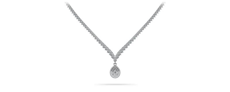3 Prong Graduated V Diamond Necklace