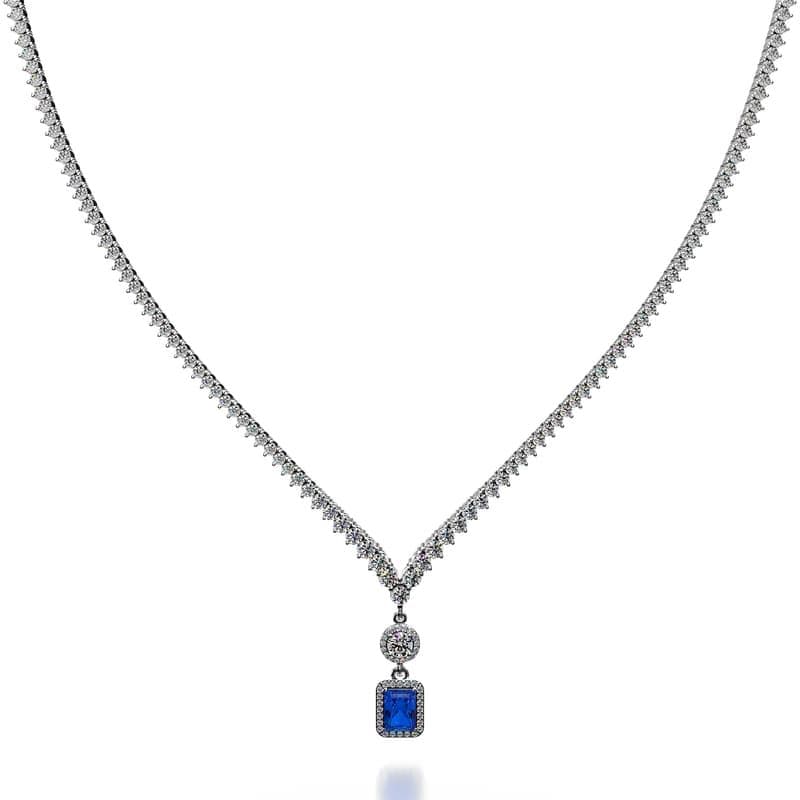 Love Spell Gemstone Pendant 3 Prong V Necklace