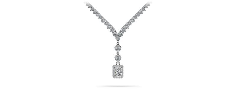 Extravagant Diamond Pendant 3 Prong V Necklace